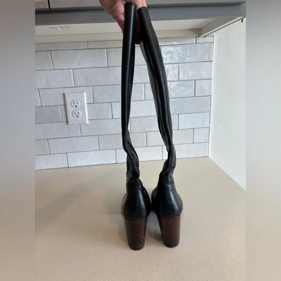 Vtg 60s 70s Gogo Boots Black Leather MOD MARINA 895 RR 42 AS425 Sz 8 Womens EUC - Picture 3 of 9